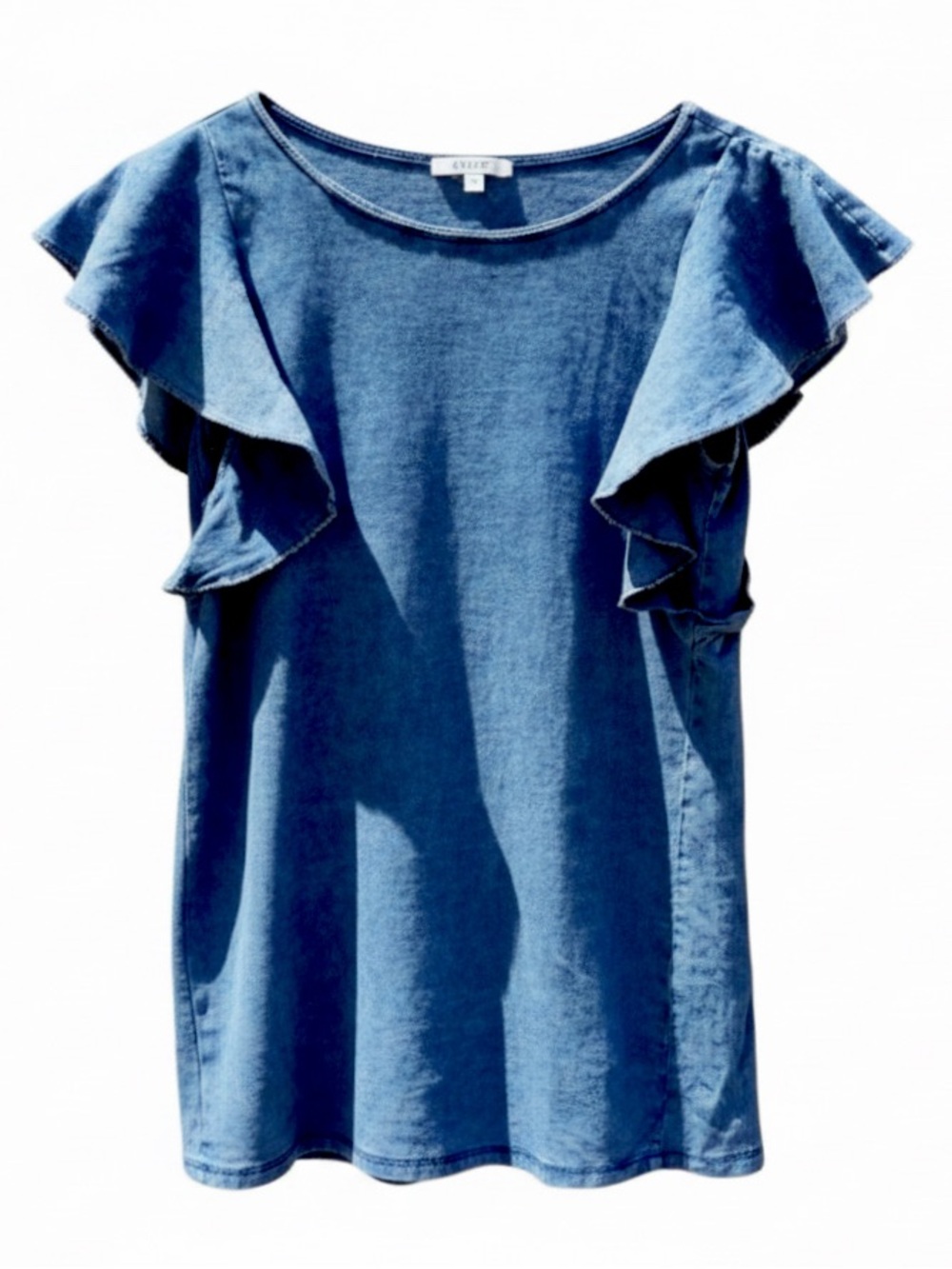 Z Supply Women’s ’The Jersey’ Sleeveless Denim Ruffle Dress. Indigo. Extra-Small
